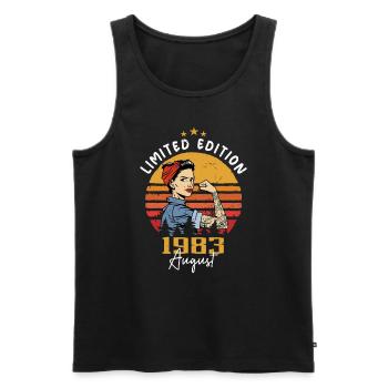 August 1983 Retro Vintage Birthday August 1983 - Men's Premium Organic Tank Top - black - Front - Michal (187cm)