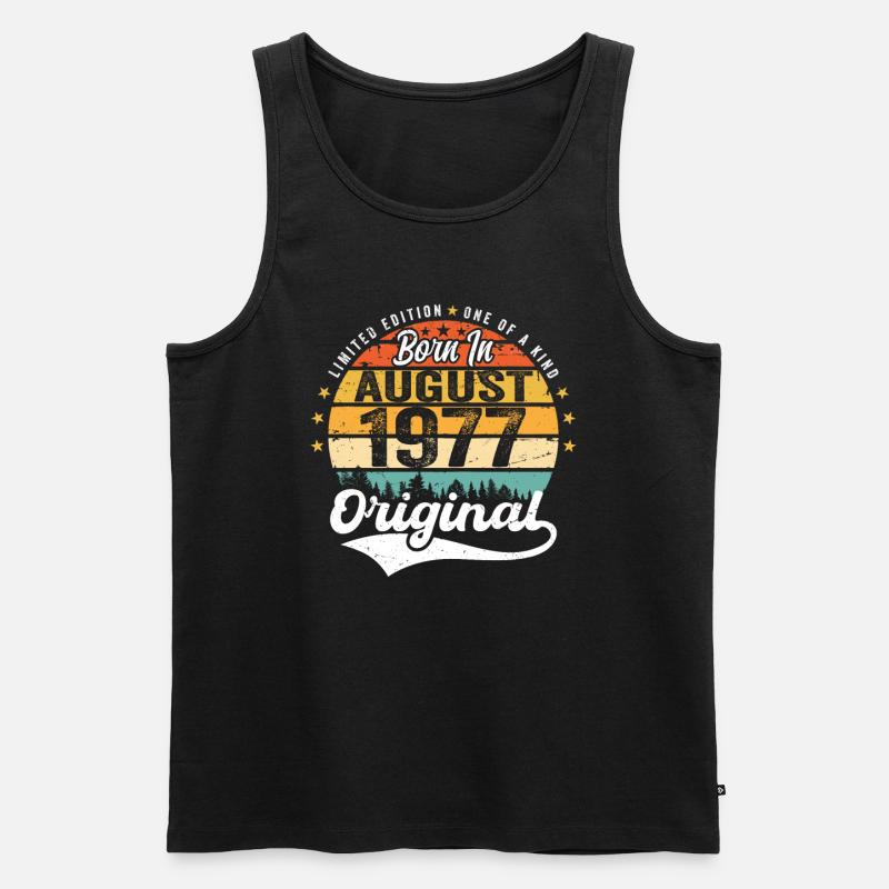 August 1977 Geburtstag Geschenkideen 1977 August - Männer Premium Bio Tank Top - Schwarz
