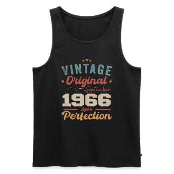 September 1966 Jubilee 1966 September Gift - Men's Premium Organic Tank Top - black - Front - AI Model Male 178 light (178cm)