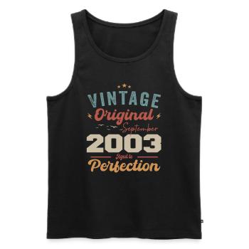September 2003 Anniversary 2003 September Gift - Men's Premium Organic Tank Top - black - Front - AI Model Male 178 light (178cm)