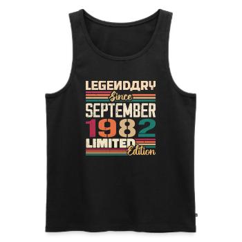 September 1982 Jubilee 1982 September Gift - Men's Premium Organic Tank Top - black - Front - AI Model Male 178 light (178cm)
