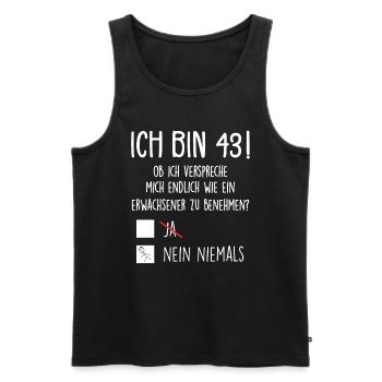 Ich Bin 43! - 43. Geburtstag 43 - Männer Premium Bio Tank Top - Schwarz - Vorne - AI Model Male 178 light (178cm)