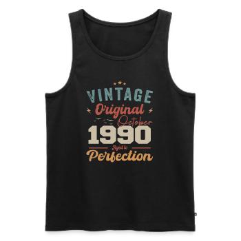 October 1990 Birthday Present 1990 October - Men's Premium Organic Tank Top - black - Front - AI Model Male 178 light (178cm)