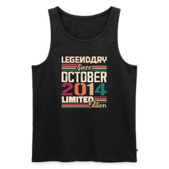 Octobre 2014 Millésime - Cadeau d’anniversaire 2014 - Débardeur bio Premium Homme - noir - Devant - Michal (187cm)