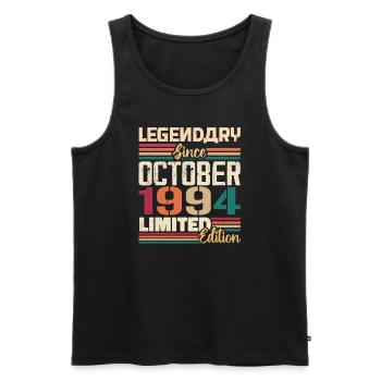 October 1994 Vintage - Birthday Gift 1994 - Men's Premium Organic Tank Top - black - Front - AI Model Male 178 light (178cm)