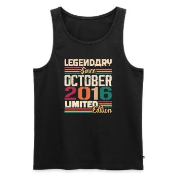 Octobre 2016 Millésime - Cadeau d’anniversaire 2016 - Débardeur bio Premium Homme - noir - Devant - AI Model Male 178 light (178cm)