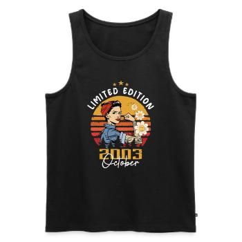 Oktober 2003 geboren | October 2003 - Männer Premium Bio Tank Top - Schwarz - Vorne - Michal (187cm)