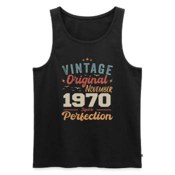 Legendary since November 1970 - 1970 - Men's Premium Organic Tank Top - black - Front - AI Model Male 178 light (178cm)