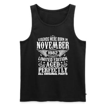 Legendary since November 1982 - 1982 November - Männer Premium Bio Tank Top - Schwarz - Vorne - Michal (187cm)