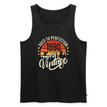 1990 Vintage - Geburtstagsgeschenk 1990 Retro 1990 - Männer Premium Bio Tank Top - Schwarz - Vorne - AI Model Male 178 light (178cm)