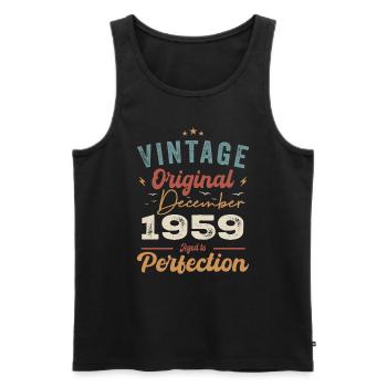 Vintage Geburtstag - Dezember 1959 - Geschenkidee - Männer Premium Bio Tank Top - Schwarz - Vorne - Michal (187cm)