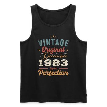 Vintage Geburtstag - Dezember 1983 - Geschenkidee - Männer Premium Bio Tank Top - Schwarz - Vorne - Michal (187cm)