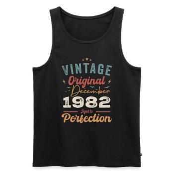Vintage Geburtstag - Dezember 1982 - Geschenkidee - Männer Premium Bio Tank Top - Schwarz - Vorne - AI Model Male 178 light (178cm)