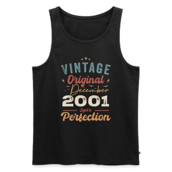 Vintage Geburtstag - Dezember 2001 - Geschenkidee - Männer Premium Bio Tank Top - Schwarz - Vorne - Michal (187cm)