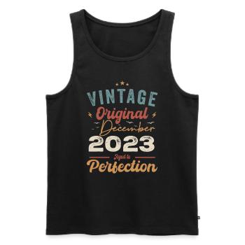 Vintage Geburtstag - Dezember 2023 - Geschenkidee - Männer Premium Bio Tank Top - Schwarz - Vorne - AI Model Male 178 light (178cm)