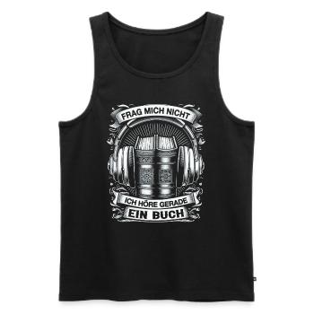 Livre audio - Débardeur bio Premium Homme - noir - Devant - Michal (187cm)