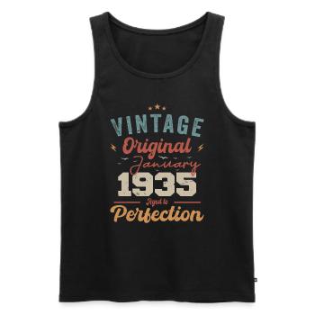 January 1935 Legend for 89 years - Men's Premium Organic Tank Top - black - Front - AI Model Male 178 light (178cm)