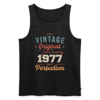 Januar 1977 Legende seit 47 Jahren - Männer Premium Bio Tank Top - Schwarz - Vorne - Michal (187cm)