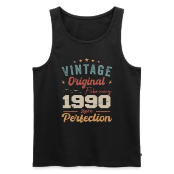 Geboren im Februar 1990 vintage 1990 Geburtstag - Männer Premium Bio Tank Top - Schwarz - Vorne - Michal (187cm)