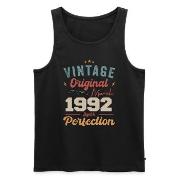 Mars 1992 Vintage Born Vintage Anniversaire - Débardeur bio Premium Homme - noir - Devant - AI Model Male 178 light (178cm)