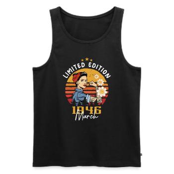 Frauen im März 1946 Geboren Geburtstag 1946 - Männer Premium Bio Tank Top - Schwarz - Vorne - Michal (187cm)