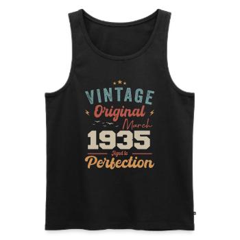 Mars 1935 Vintage Born Vintage Anniversaire - Débardeur bio Premium Homme - noir - Devant - Michal (187cm)