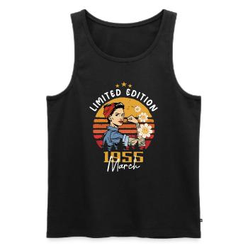 Frauen im März 1955 Geboren Geburtstag 1955 - Männer Premium Bio Tank Top - Schwarz - Vorne - AI Model Male 178 light (178cm)