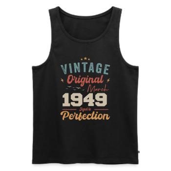 Mars 1949 Vintage Born Vintage Anniversaire - Débardeur bio Premium Homme - noir - Devant - Michal (187cm)
