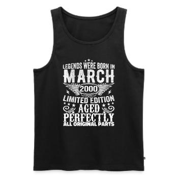Legendary since March 2000 Birthday 2000 - Men's Premium Organic Tank Top - black - Front - AI Model Male 178 light (178cm)