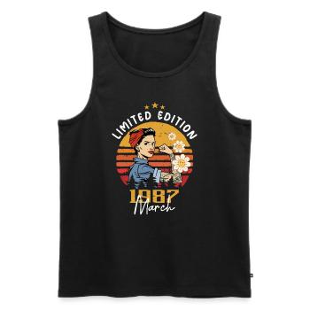 Frauen im März 1987 Geboren Geburtstag 1987 - Männer Premium Bio Tank Top - Schwarz - Vorne - AI Model Male 178 light (178cm)