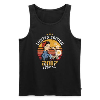 Women born in March 2017 Born birthday 2017 - Men's Premium Organic Tank Top - black - Front - AI Model Male 178 light (178cm)