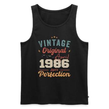 Vintage Geboren im April 1986 Geburtstagsgeschenk - Männer Premium Bio Tank Top - Schwarz - Vorne - Michal (187cm)