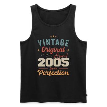 Vintage Born In April 2005 Birthday Gift - Men's Premium Organic Tank Top - black - Front - AI Model Male 178 light (178cm)