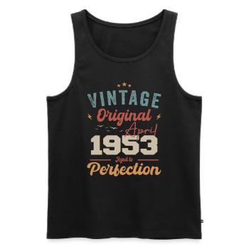 Vintage né en avril 1953 cadeau d’anniversaire - Débardeur bio Premium Homme - noir - Devant - Michal (187cm)