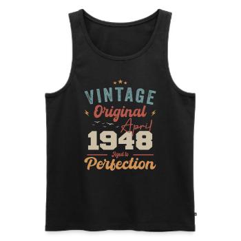 Vintage né en avril 1948 cadeau d’anniversaire - Débardeur bio Premium Homme - noir - Devant - Michal (187cm)