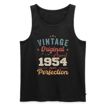 Vintage né en avril 1954 cadeau d’anniversaire - Débardeur bio Premium Homme - noir - Devant - Michal (187cm)