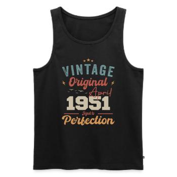 Vintage né en avril 1951 cadeau d’anniversaire - Débardeur bio Premium Homme - noir - Devant - Michal (187cm)