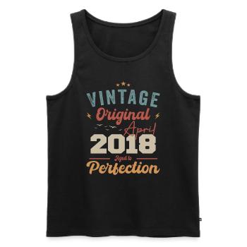 Vintage né en avril 2018 cadeau d’anniversaire - Débardeur bio Premium Homme - noir - Devant - Michal (187cm)