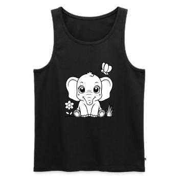 Mignon éléphant assis - Débardeur bio Premium Homme - noir - Devant - Michal (187cm)