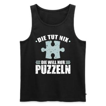 Die Tut Nix Die Will Nur Puzzeln Puzzle - Männer Premium Bio Tank Top - Schwarz - Vorne - AI Model Male 178 light (178cm)