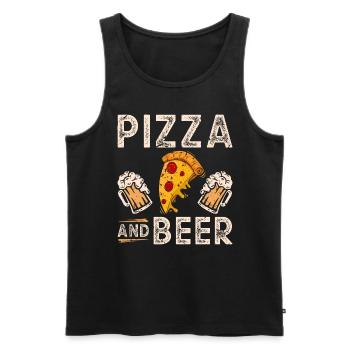 Bier Pizza - Männer Premium Bio Tank Top - Schwarz - Vorne - Michal (187cm)