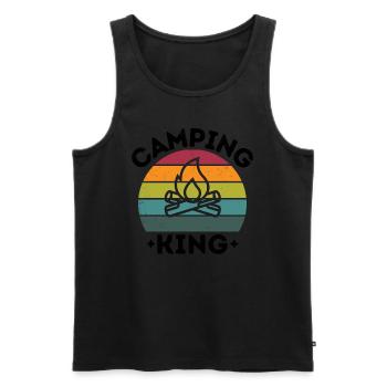 Camping King vintage rétro coloré noir - Débardeur bio Premium Homme - noir - Devant - Michal (187cm)