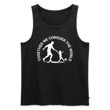 ENSEMBLE NOUS CONQUÉRONS LE MONDE - Père & Fils - Débardeur bio Premium Homme - noir - Devant - Michal (187cm)