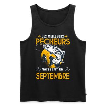 pêcheur Anniversaire Septembre cadeau pêche - Débardeur bio Premium Homme - noir - Devant - Michal (187cm)
