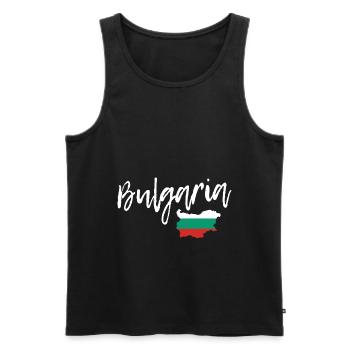 Bulgaria Travel Gift Idea - Men's Premium Organic Tank Top - black - Front - AI Model Male 178 light (178cm)