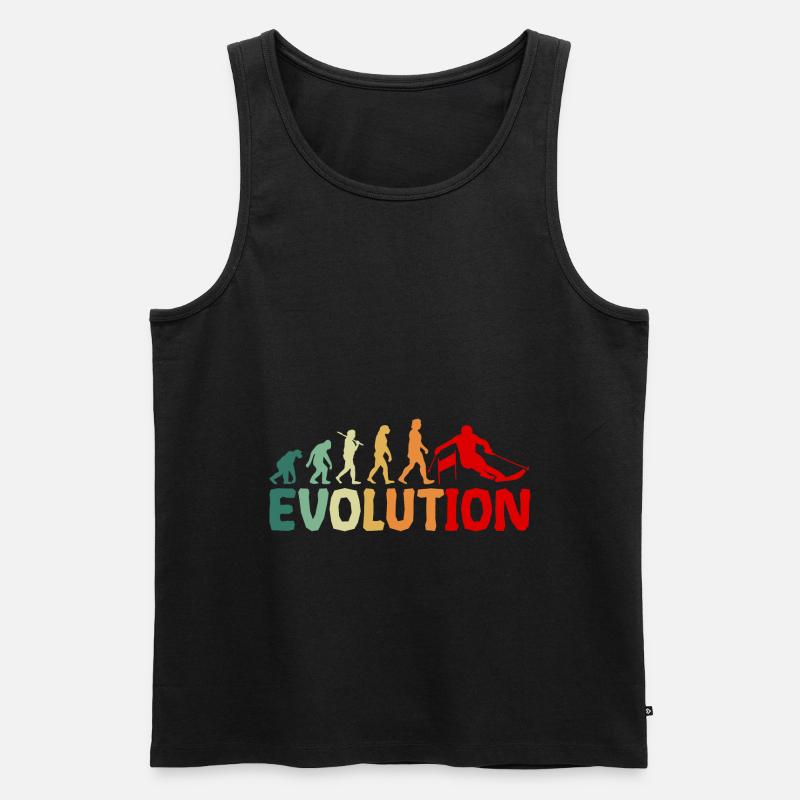 Evolution of Skiing - Männer Premium Bio Tank Top - Schwarz