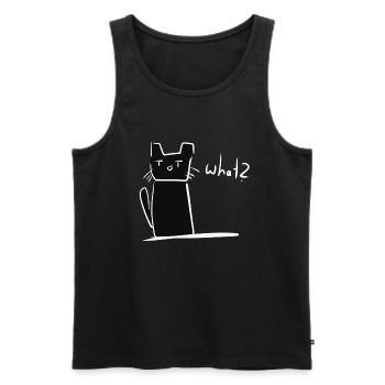 Cat confused cute animal - Men's Premium Organic Tank Top - black - Front - AI Model Male 178 light (178cm)
