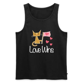 liebe gewinnt Katze Herz Flagge - Männer Premium Bio Tank Top - Schwarz - Vorne - AI Model Male 178 light (178cm)