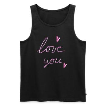 liebe dich herz pink - Männer Premium Bio Tank Top - Schwarz - Vorne - Michal (187cm)