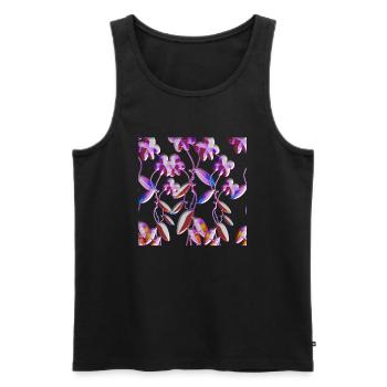 lila blumen muster glitzer pflanze - Männer Premium Bio Tank Top - Schwarz - Vorne - AI Model Male 178 light (178cm)